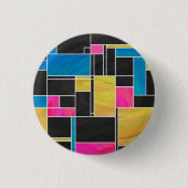 Mondrian Blue Pink Black Print Button (Vorderseite)