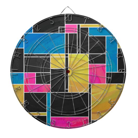 Mondrian Blue Pink Black Print Dartscheibe (vorne)