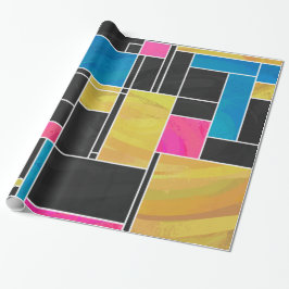 Mondrian Blue Pink Black Print Geschenkpapier