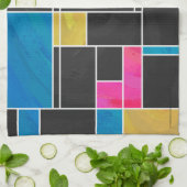 Mondrian Blue Pink Black Print Handtuch (Gefaltet)