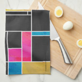 Mondrian Blue Pink Black Print Handtuch (Viertel Falte)