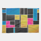 Mondrian Blue Pink Black Print Handtuch (Horizontal)