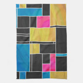 Mondrian Blue Pink Black Print Handtuch (Vertikal)