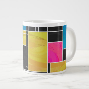 Mondrian Blue Pink Black Print Jumbo-Tasse