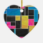 Mondrian Blue Pink Black Print Keramik Ornament (Vorne)