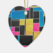 Mondrian Blue Pink Black Print Keramik Ornament (Links)