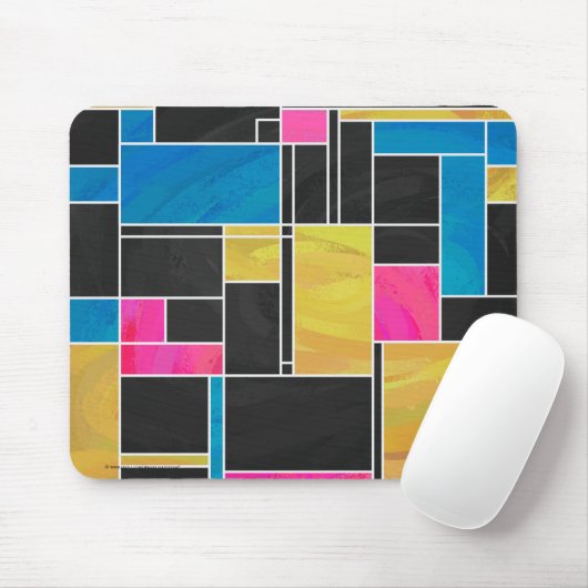 Mondrian Blue Pink Black Print Mousepad (Mit Mouse)