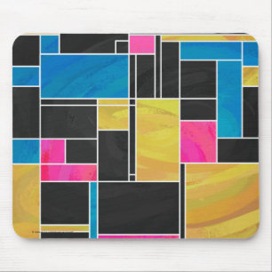 Mondrian Blue Pink Black Print Mousepad