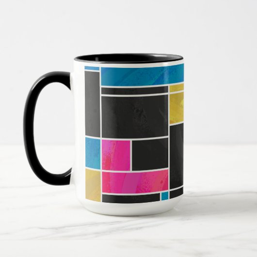 Mondrian Blue Pink Black Print Tasse (Links)