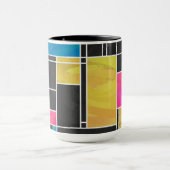 Mondrian Blue Pink Black Print Tasse (Zentrum)