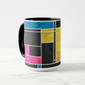 Mondrian Blue Pink Black Print Tasse (Vorderseite Links)