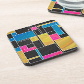 Mondrian Blue Pink Black Print Untersetzer (Linke Seite)
