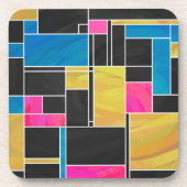 Mondrian Blue Pink Black Print Untersetzer (Vorderseite)