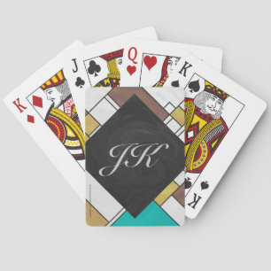 Mondrian Braun Gelb Türkis Druck Spielkarten