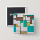 Mondrian Brown Yellow Aquamarin Print Button (Vorne & Hinten)