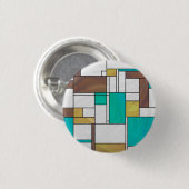 Mondrian Brown Yellow Aquamarin Print Button (Vorne & Hinten)