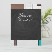 Mondrian Brown Yellow Aquamarin Print Einladung (Stehend Vorderseite)