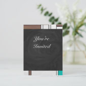 Mondrian Brown Yellow Aquamarin Print Einladung (Stehend Vorderseite)