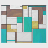 Mondrian Brown Yellow Aquamarin Print Geschenkpapier (Flach)