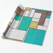 Mondrian Brown Yellow Aquamarin Print Geschenkpapier (Ungerollt)