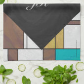 Mondrian Brown Yellow Aquamarin Print Geschirrtuch (Gefaltet)