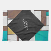 Mondrian Brown Yellow Aquamarin Print Geschirrtuch (Horizontal)