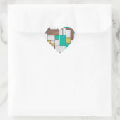 Mondrian Brown Yellow Aquamarin Print Herz-Aufkleber (Tasche)