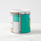 Mondrian Brown Yellow Aquamarin Print Jumbo-Tasse (Vorderseite)
