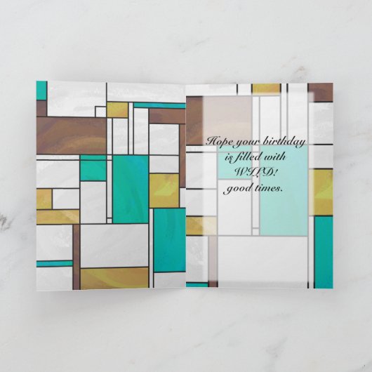 Mondrian Brown Yellow Aquamarin Print Karte (Innenseite)