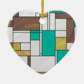 Mondrian Brown Yellow Aquamarin Print Keramik Ornament (Vorne)