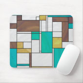 Mondrian Brown Yellow Aquamarin Print Mousepad (Mit Mouse)