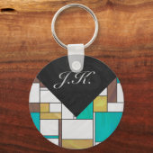 Mondrian Brown Yellow Aquamarin Print Schlüsselanhänger (Vorderseite)