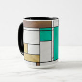 Mondrian Brown Yellow Aquamarin Print Tasse (Vorderseite Links)