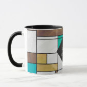 Mondrian Brown Yellow Aquamarin Print Tasse (Links)