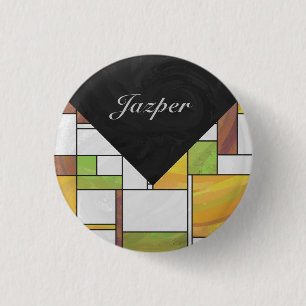 Mondrian Brown Yellow Green Print Button