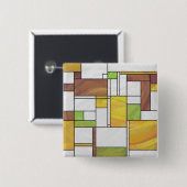 Mondrian Brown Yellow Green Print Button (Vorne & Hinten)