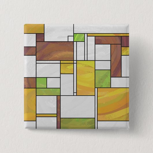 Mondrian Brown Yellow Green Print Button (Vorderseite)