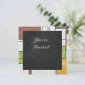 Mondrian Brown Yellow Green Print Einladung (Stehend Vorderseite)