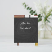 Mondrian Brown Yellow Green Print Einladung (Stehend Vorderseite)