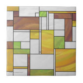 Mondrian Brown Yellow Green Print Fliese (Vorderseite)