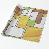 Mondrian Brown Yellow Green Print Geschenkpapier (Ungerollt)