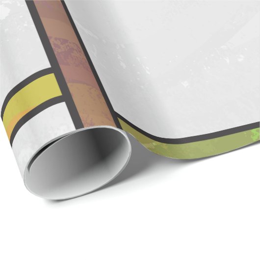 Mondrian Brown Yellow Green Print Geschenkpapier (Rolleneckpunkt)