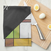 Mondrian Brown Yellow Green Print Geschirrtuch (Viertel Falte)