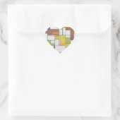Mondrian Brown Yellow Green Print Herz-Aufkleber (Tasche)