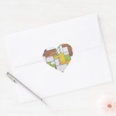 Mondrian Brown Yellow Green Print Herz-Aufkleber (Umschlag)