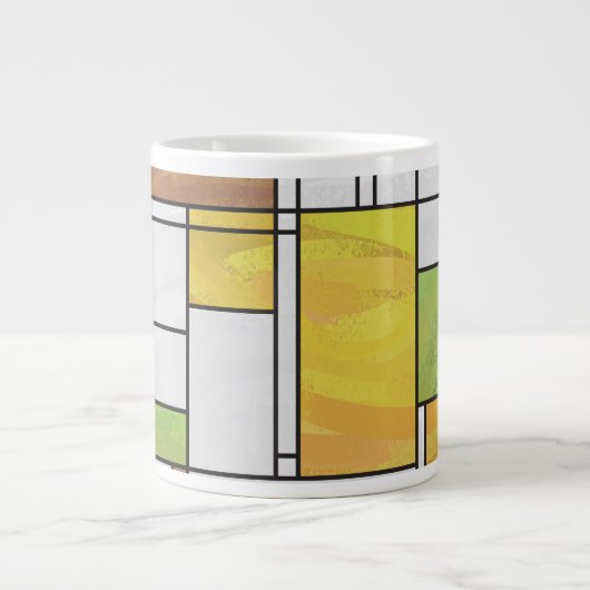 Mondrian Brown Yellow Green Print Jumbo-Tasse (Vorderseite)