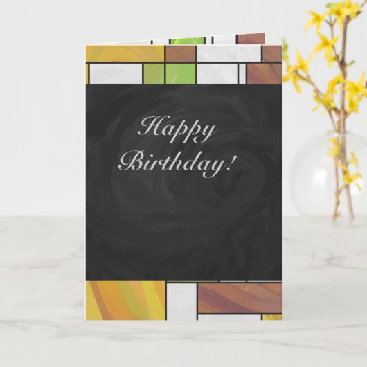 Mondrian Brown Yellow Green Print Karte (Gelbe Blume)