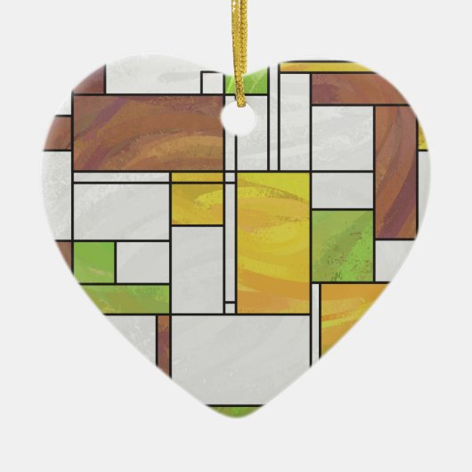 Mondrian Brown Yellow Green Print Keramikornament (Vorne)