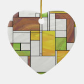 Mondrian Brown Yellow Green Print Keramikornament (Hinten)