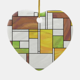 Mondrian Brown Yellow Green Print Keramikornament